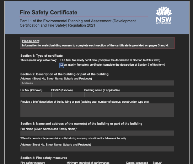 Fire Safety Certificate